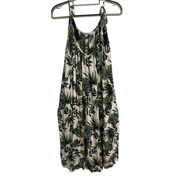 Beaches & Boho Midi Leaf Print Cover Up Dress Lightweight Size Medium Beach Chic - Picture 2 of 8